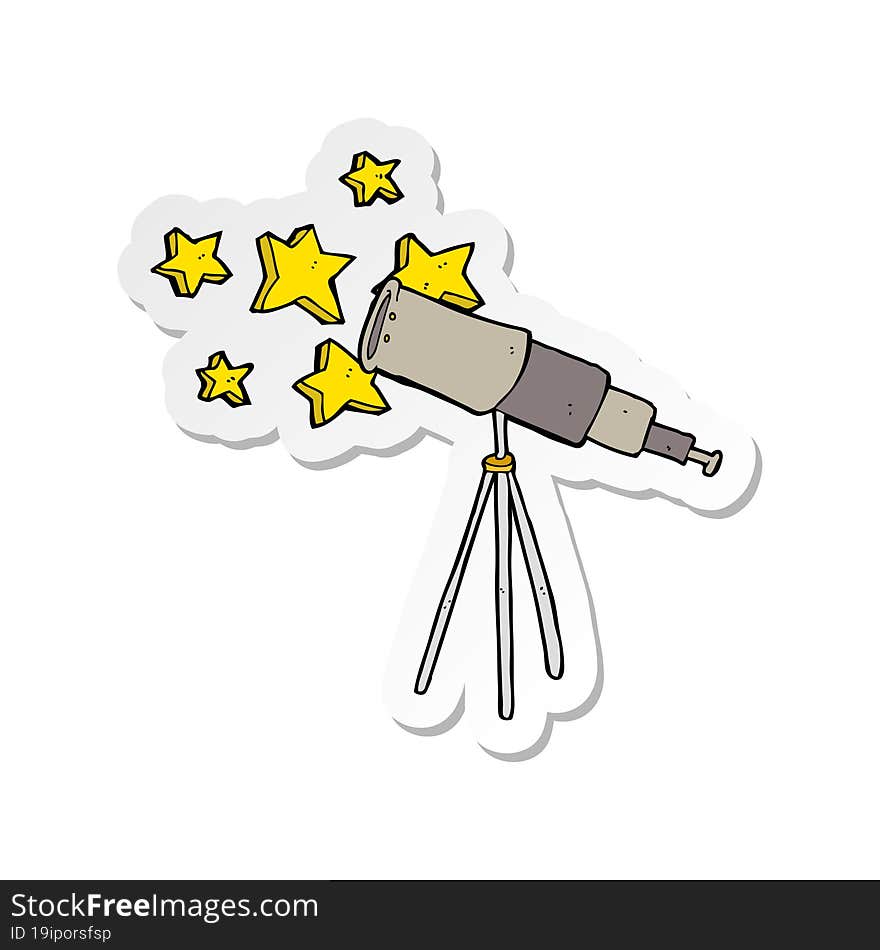 Sticker Of A Cartoon Telescope