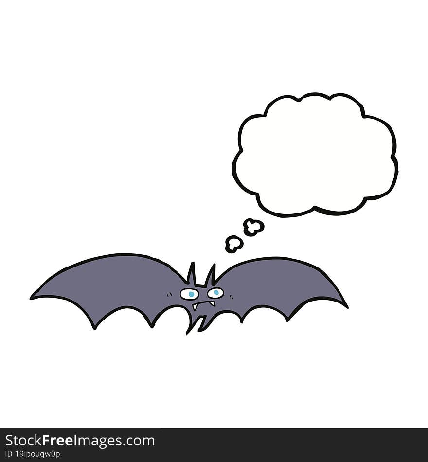 cartoon vampire bat with thought bubble