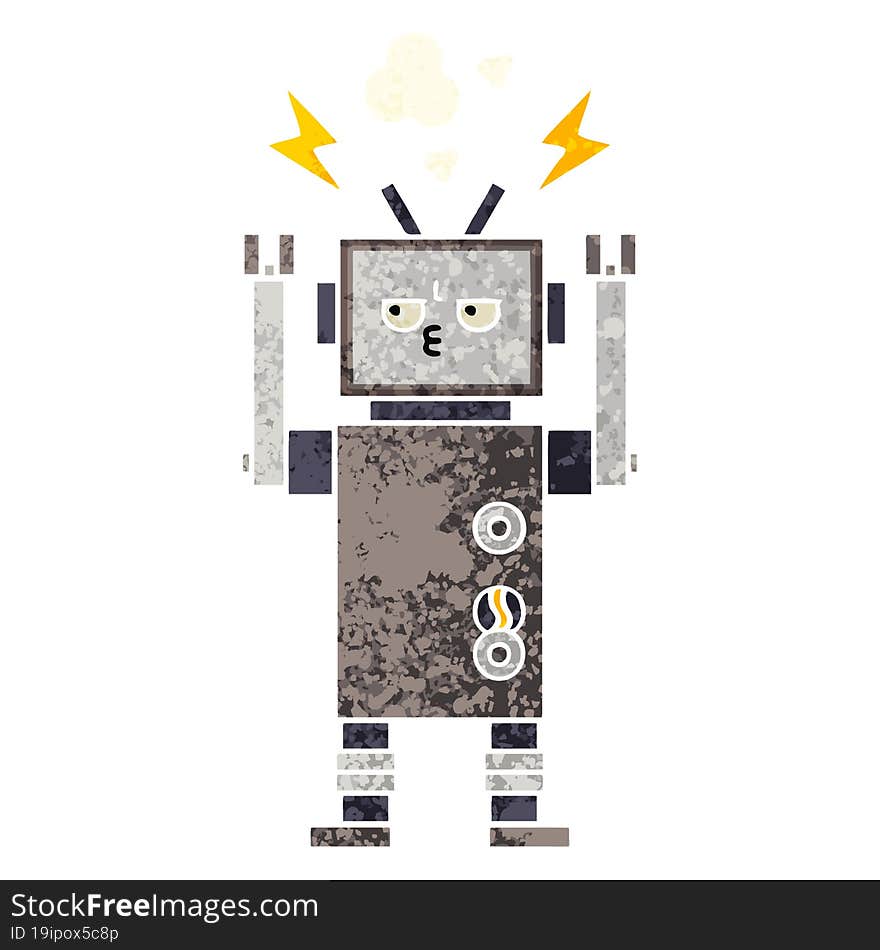 Retro Illustration Style Cartoon Robot