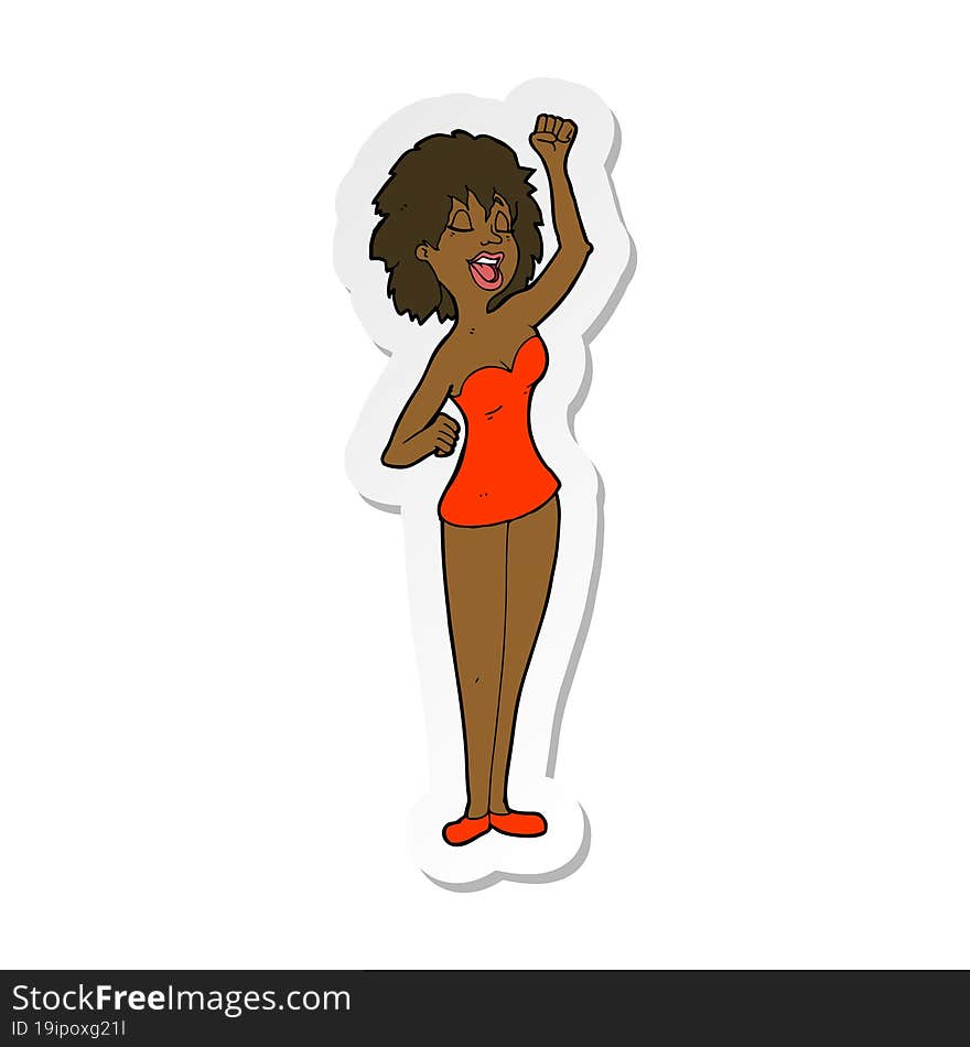 sticker of a cartoon dancing woman