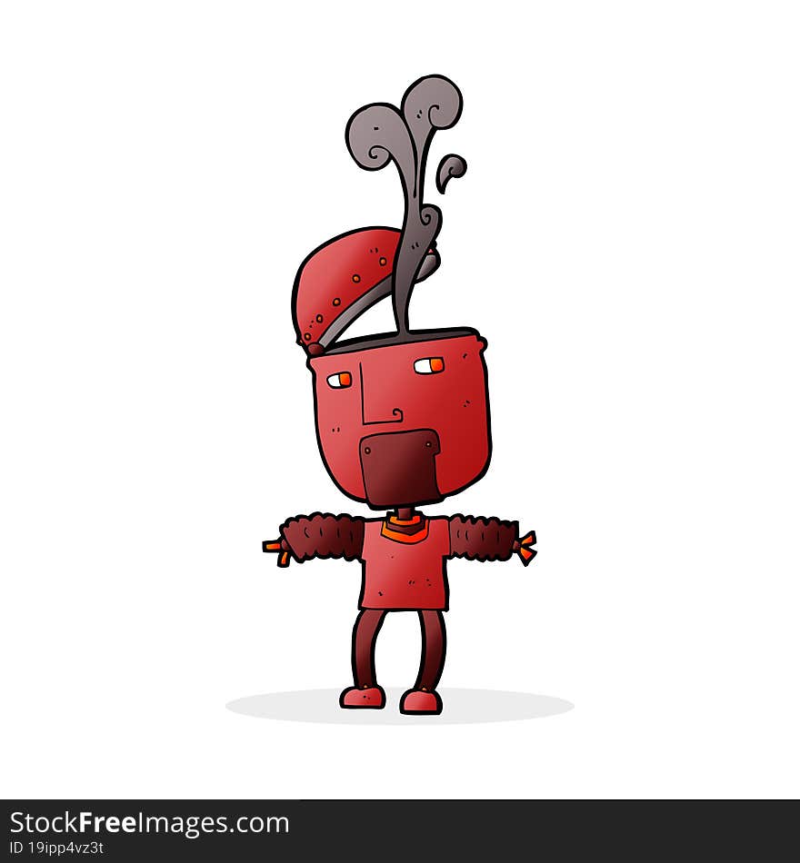 Funny Cartoon Robot With Open Head