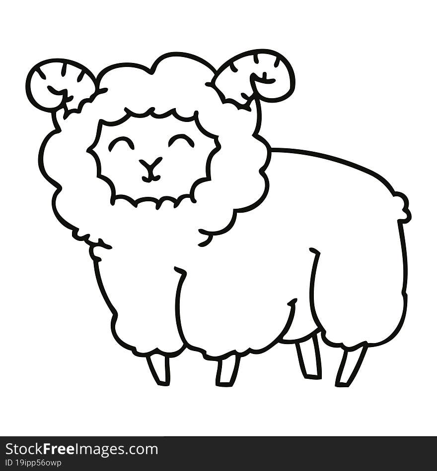 Quirky Line Drawing Cartoon Ram