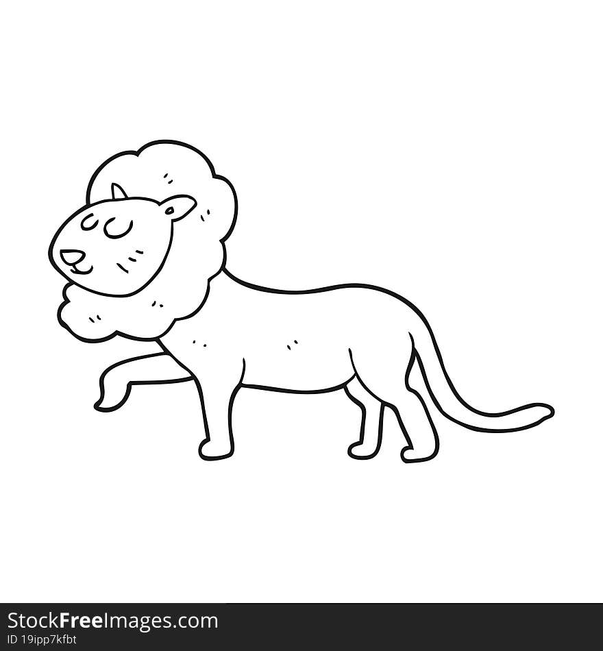 black and white cartoon lion