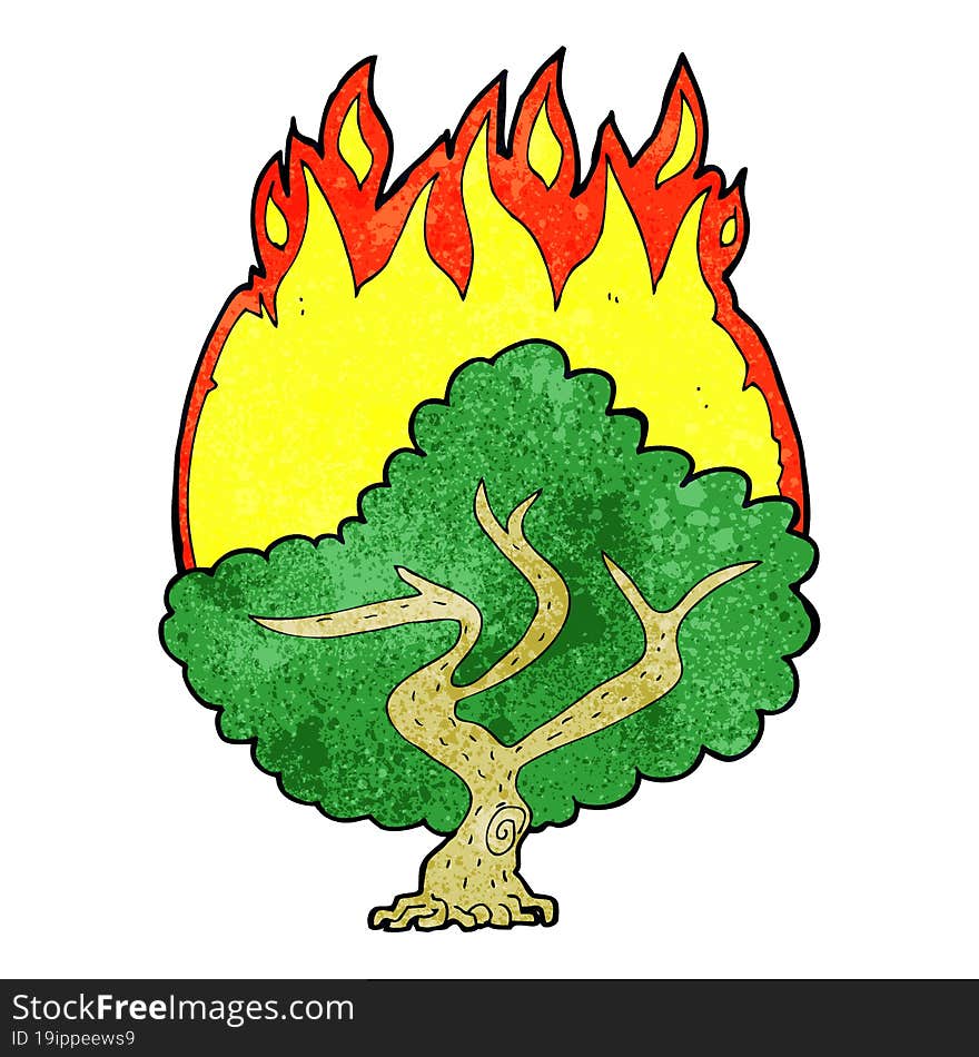 cartoon burning tree