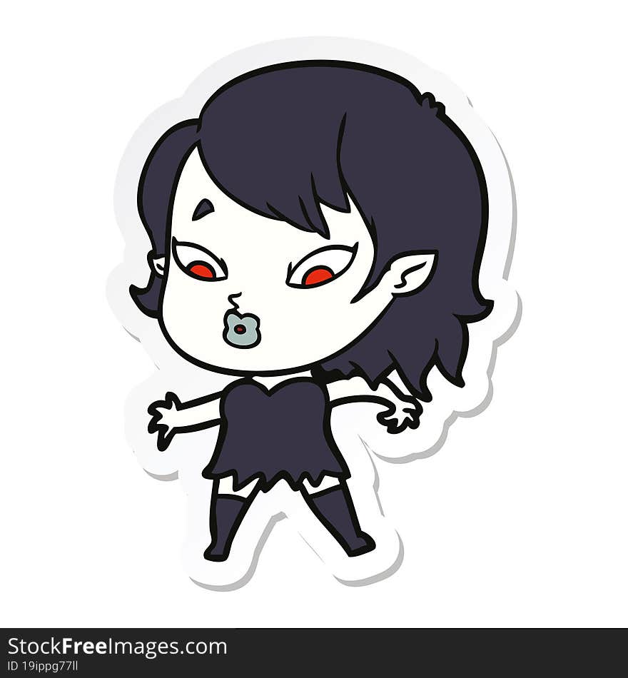 sticker of a cute cartoon vampire girl