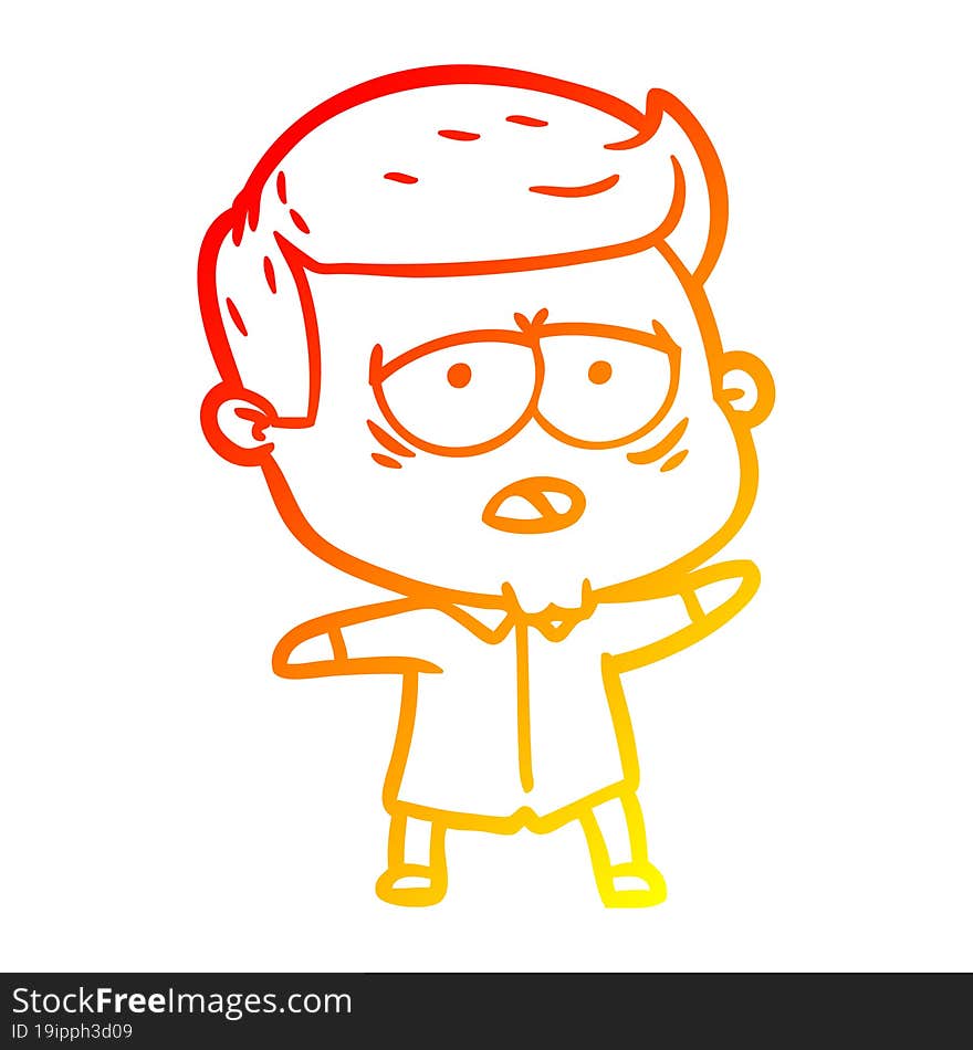 warm gradient line drawing cartoon tired man