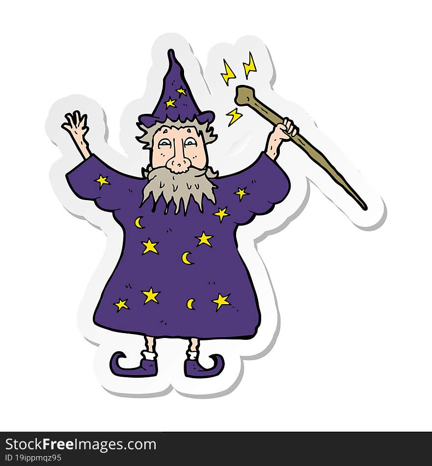 sticker of a cartoon wizard