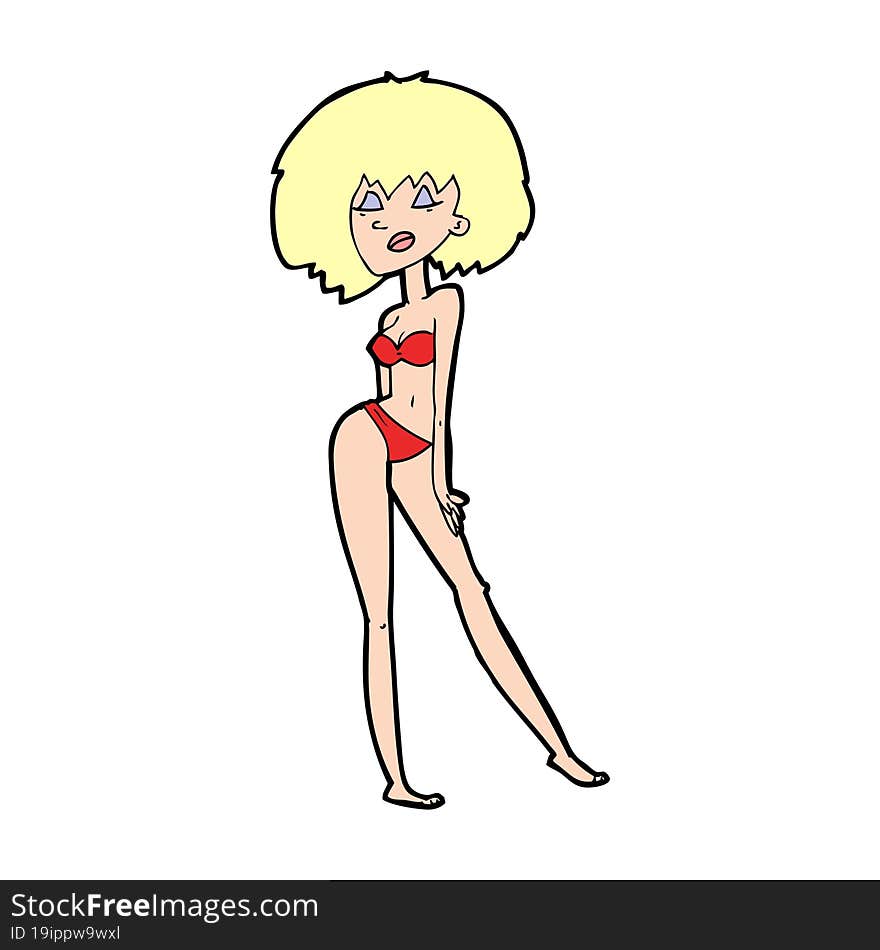 cartoon woman in bikini