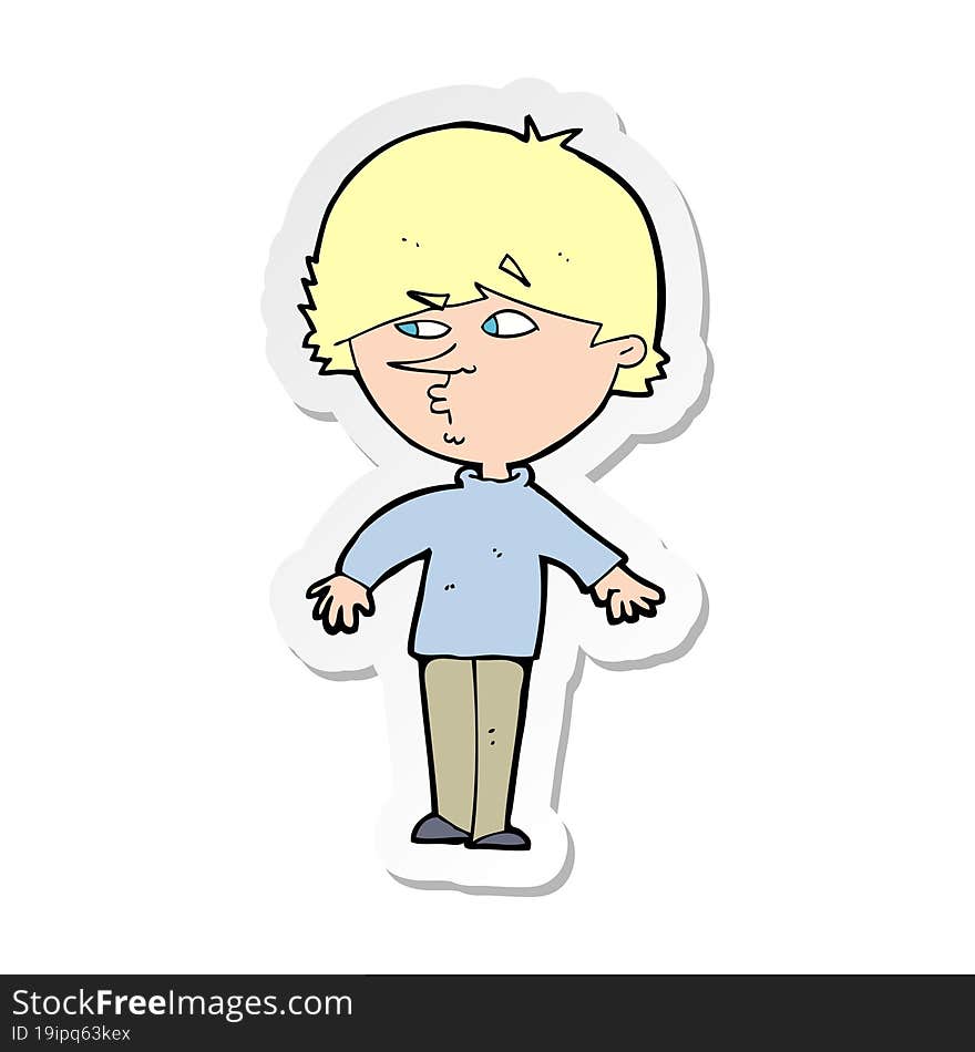 Sticker Of A Cartoon Suspicious Man Looking Over Shoulder