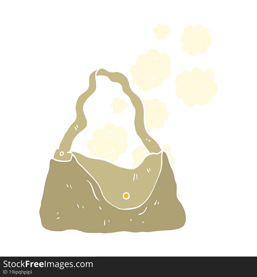 Flat Color Illustration Of A Cartoon Handbag