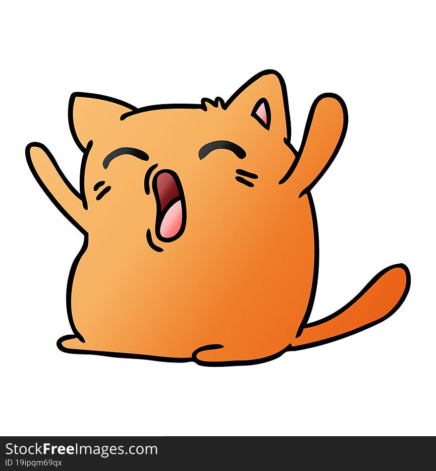 Gradient Cartoon Of Cute Kawaii Cat