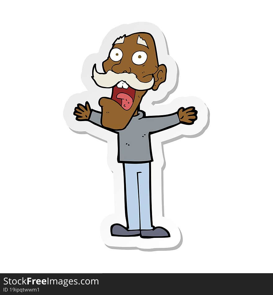 sticker of a cartoon stressed old man