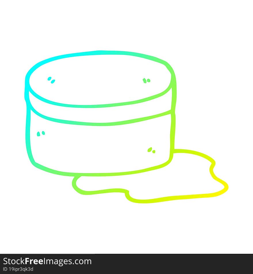 cold gradient line drawing of a cartoon beauty lotion tub