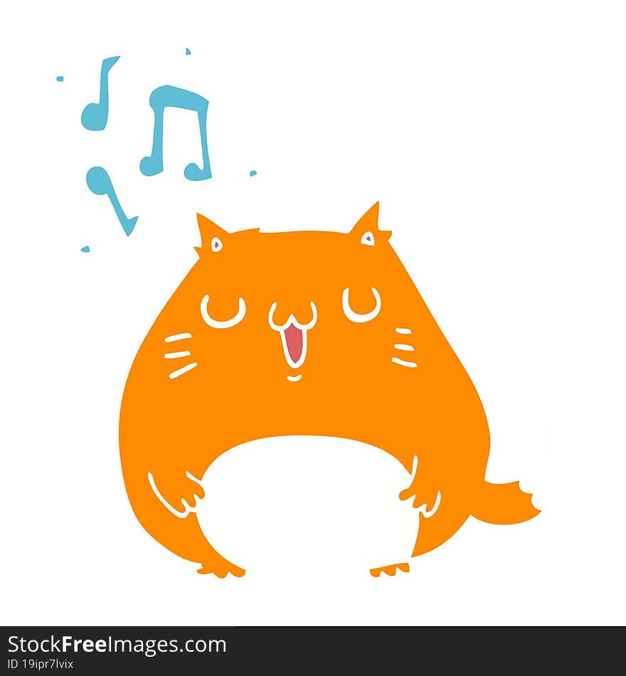 flat color style cartoon cat singing