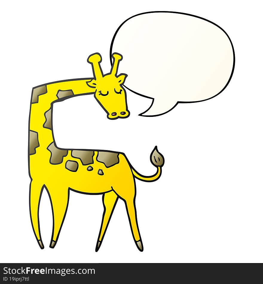 cartoon giraffe with speech bubble in smooth gradient style