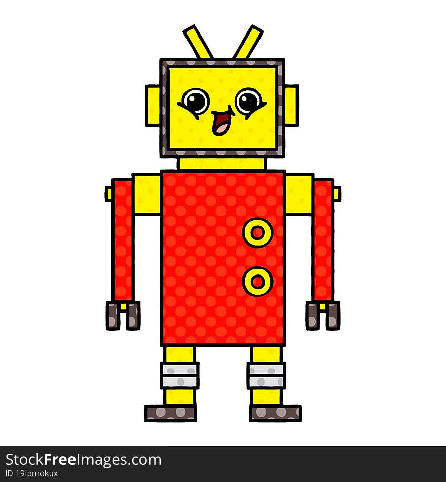 comic book style cartoon of a robot