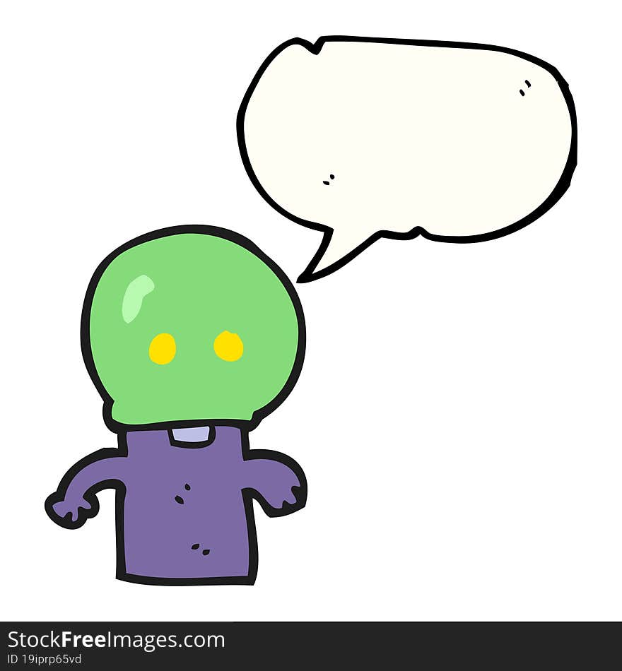 freehand drawn speech bubble cartoon little alien