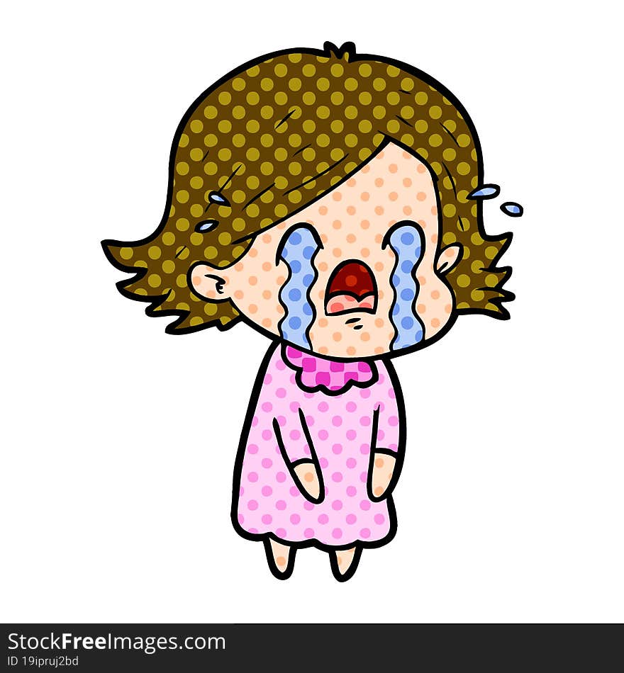 cartoon woman crying. cartoon woman crying