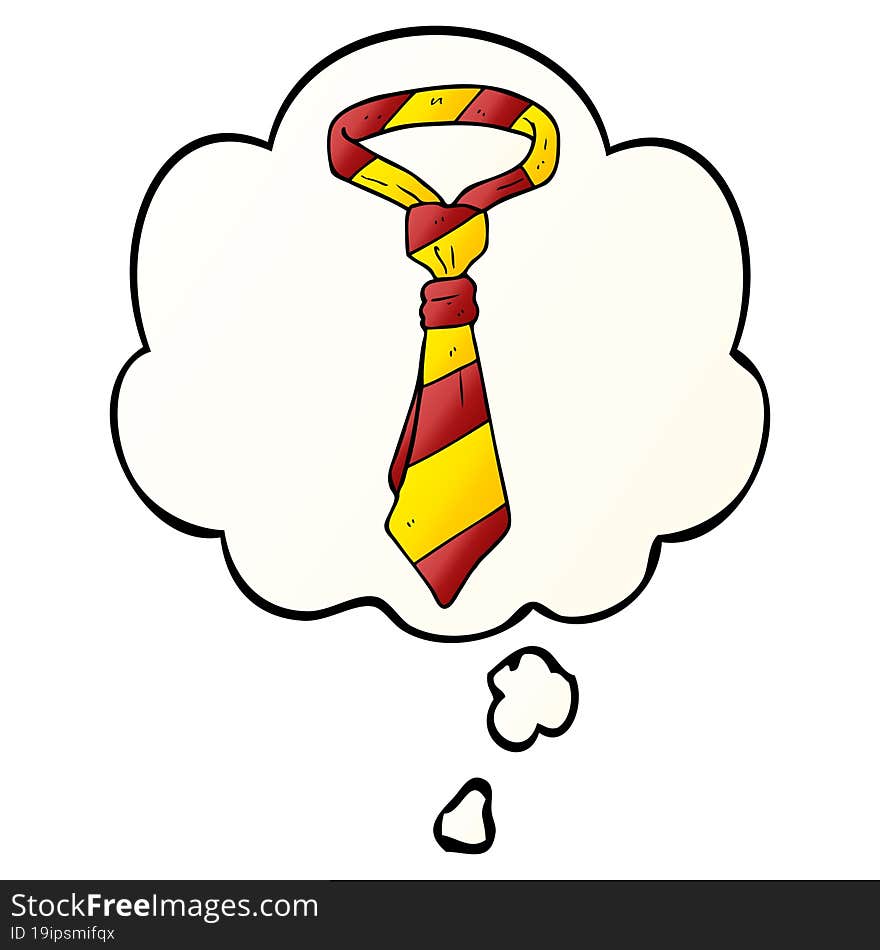 cartoon office tie and thought bubble in smooth gradient style