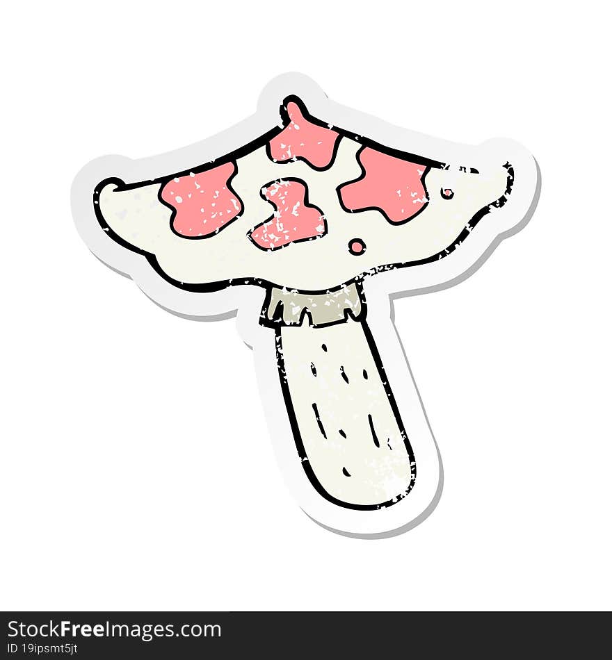 retro distressed sticker of a cartoon toadstool