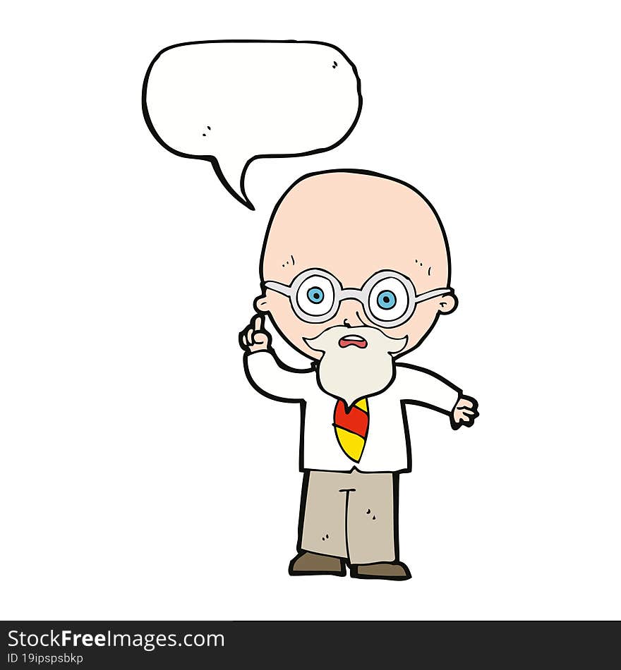 cartoon professor with speech bubble