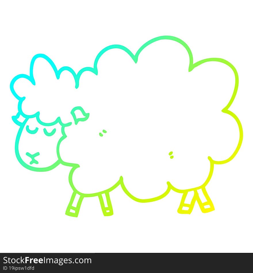 cold gradient line drawing cartoon sheep