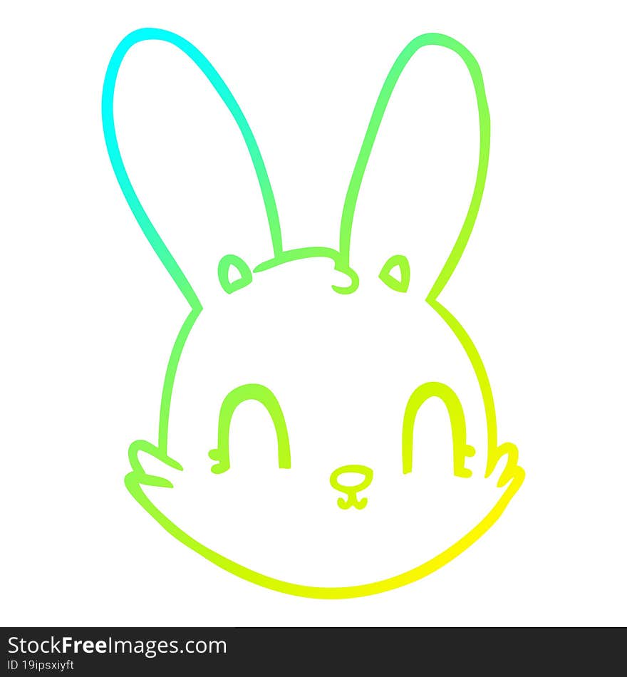 Cold Gradient Line Drawing Cartoon Bunny Face