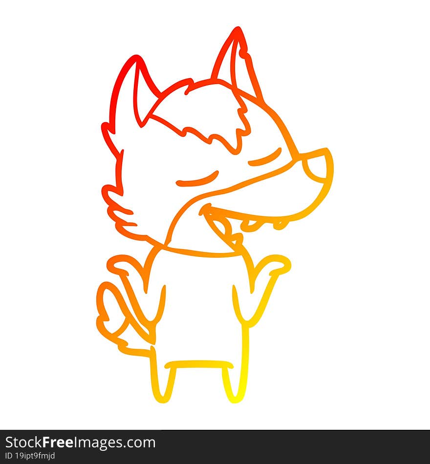 warm gradient line drawing cartoon wolf laughing