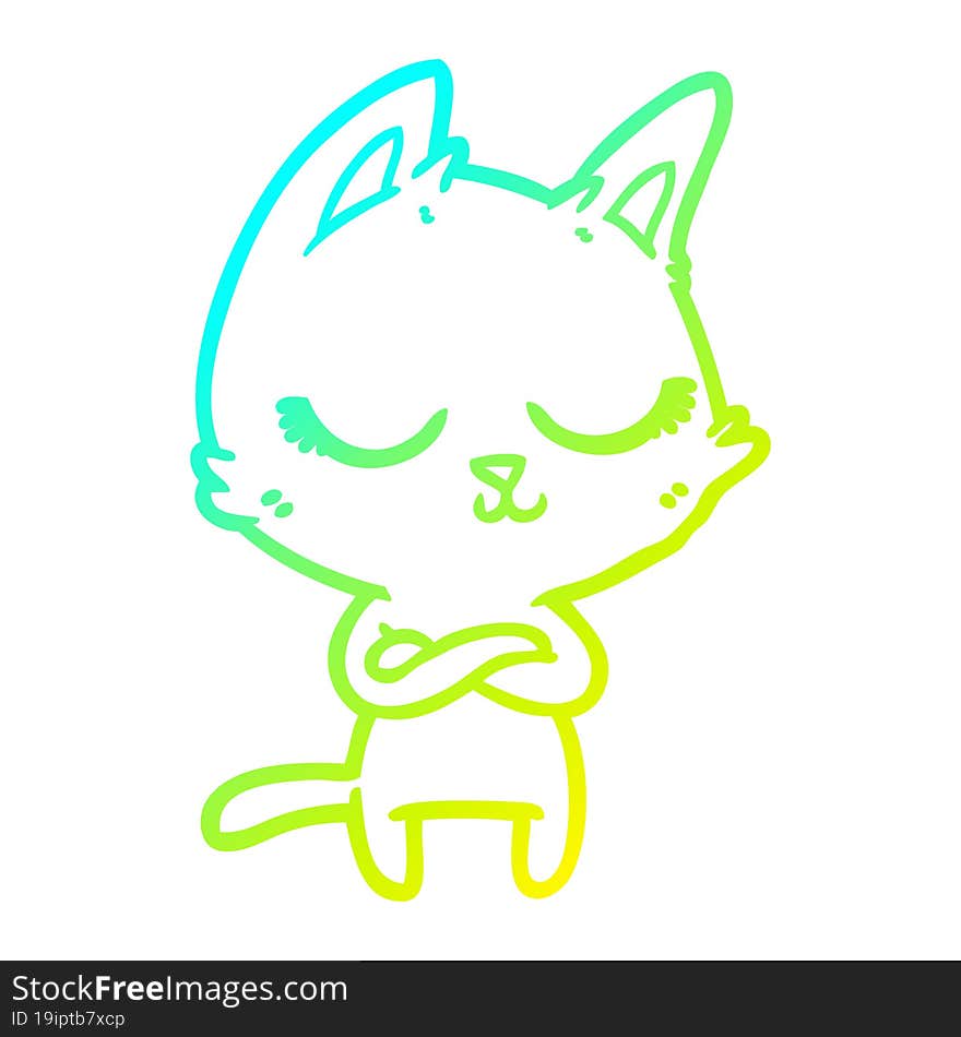 cold gradient line drawing calm cartoon cat