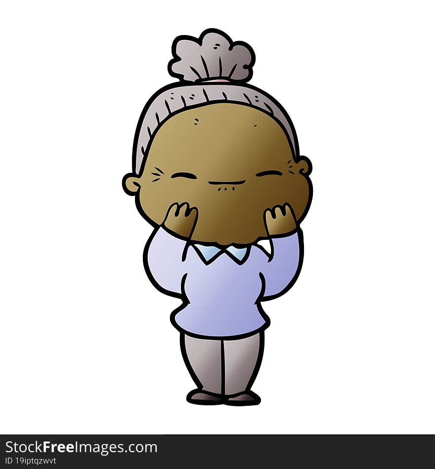 cartoon peaceful old woman. cartoon peaceful old woman