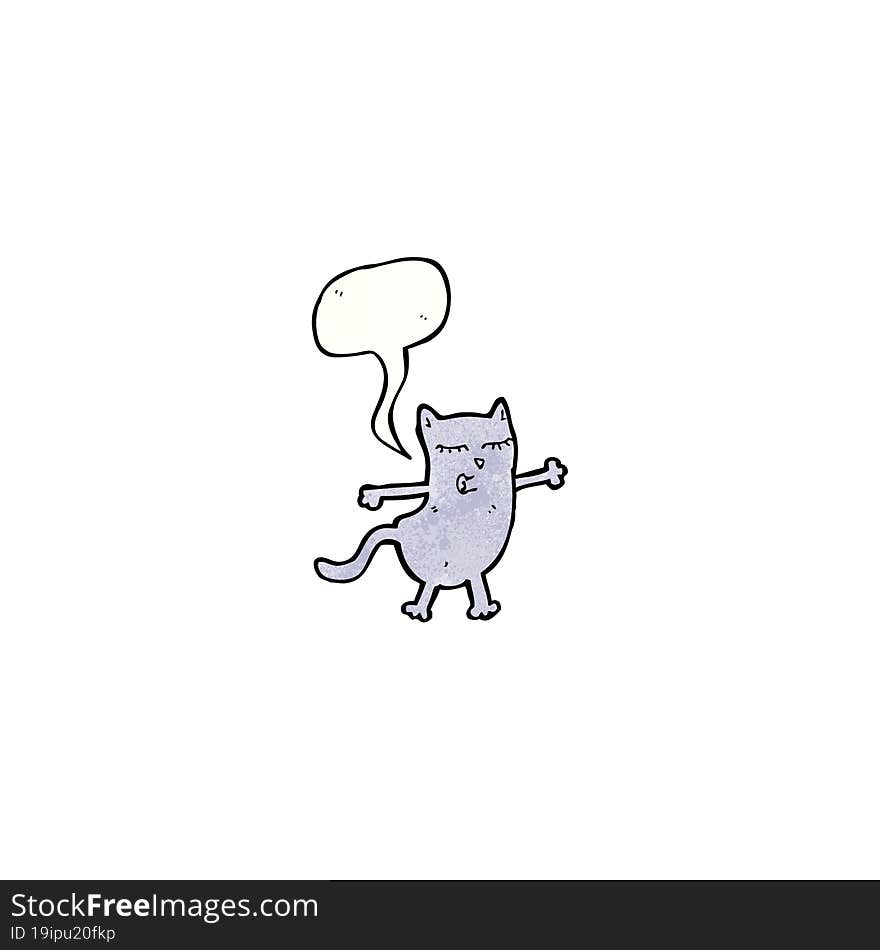 funny cartoon cat with speech bubble