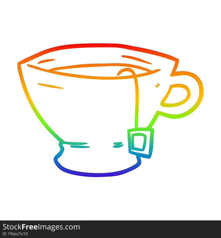 rainbow gradient line drawing cup of tea