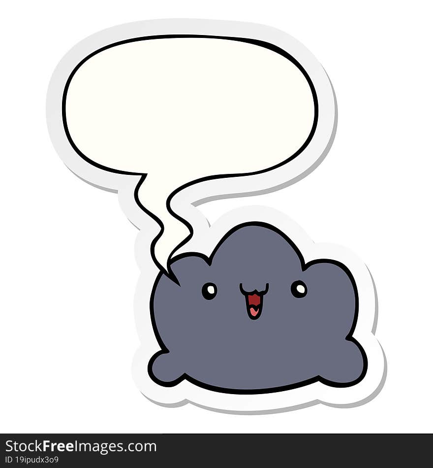 cartoon cloud with speech bubble sticker. cartoon cloud with speech bubble sticker