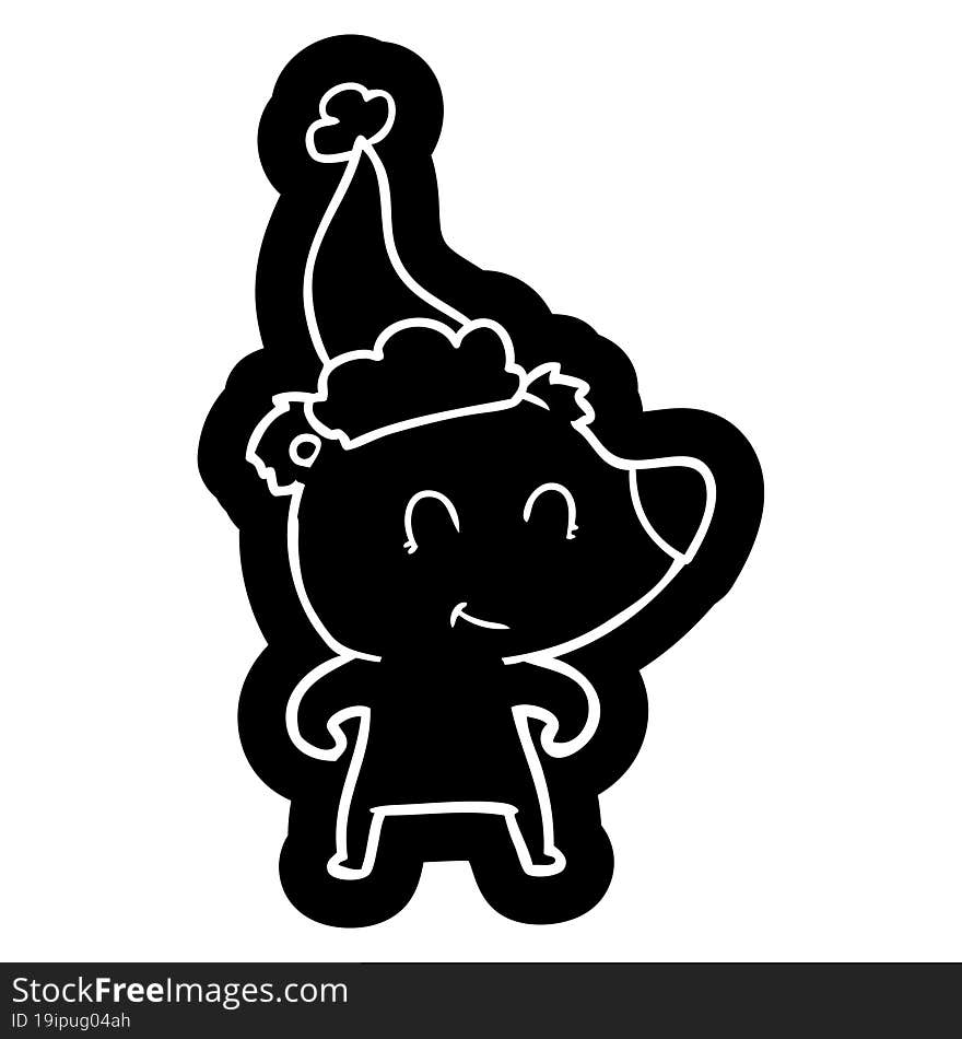 female bear cartoon icon of a wearing santa hat