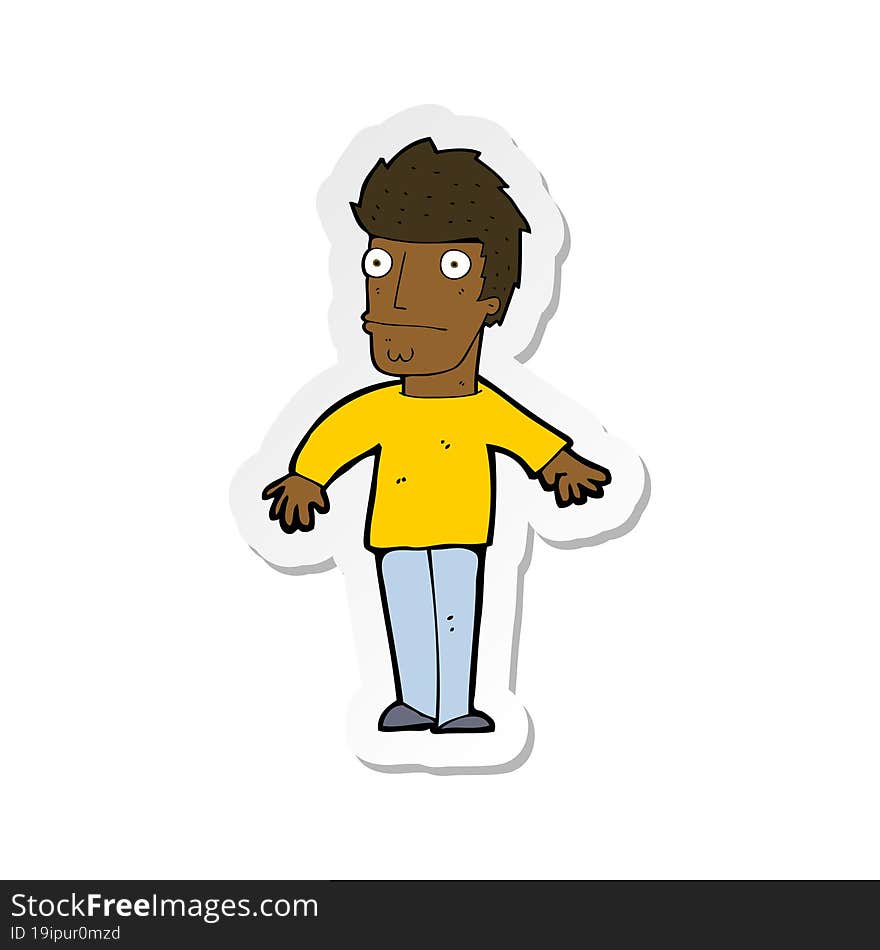 sticker of a cartoon worried man