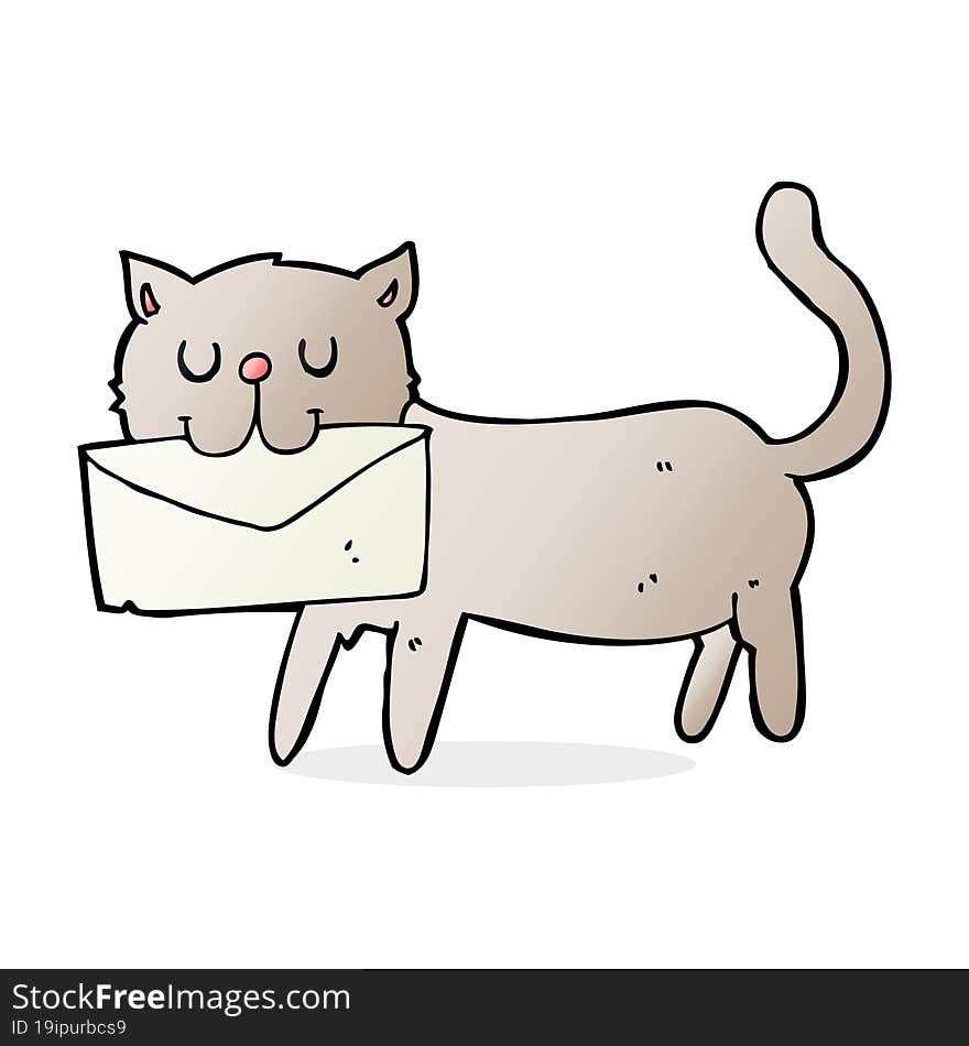 cartoon cat carrying letter