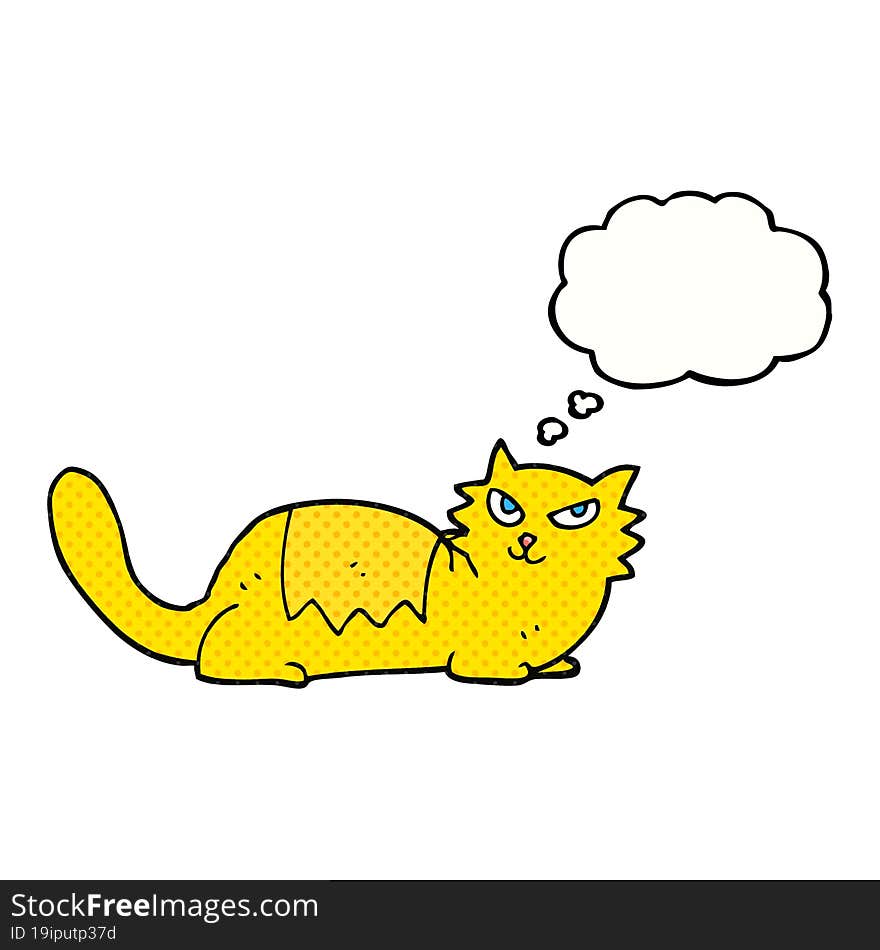 freehand drawn thought bubble cartoon cat