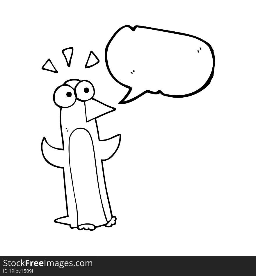 speech bubble cartoon surprised penguin