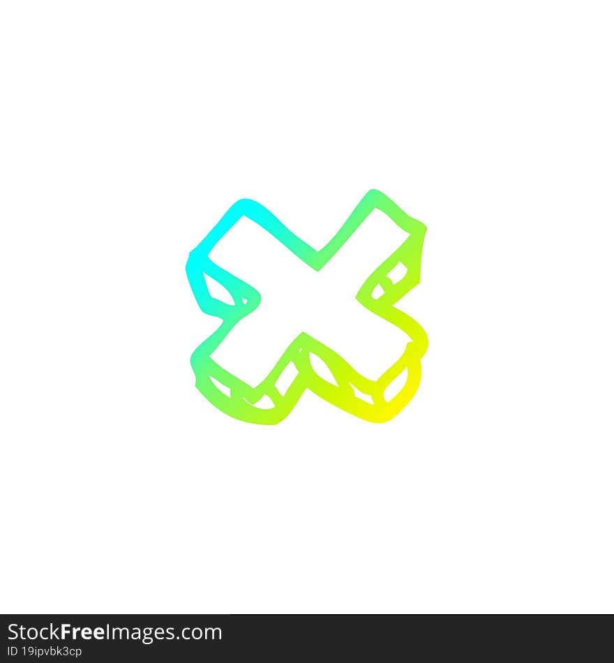 cold gradient line drawing cartoon letter x