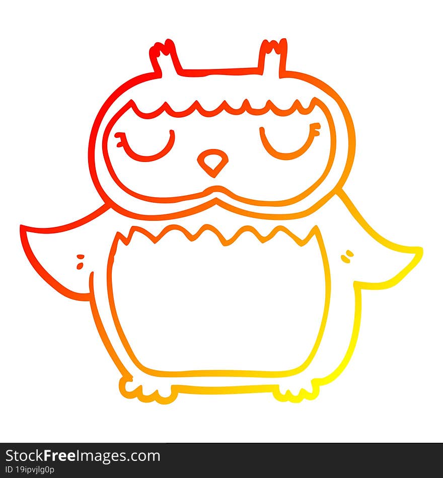 Warm Gradient Line Drawing Cartoon Owl