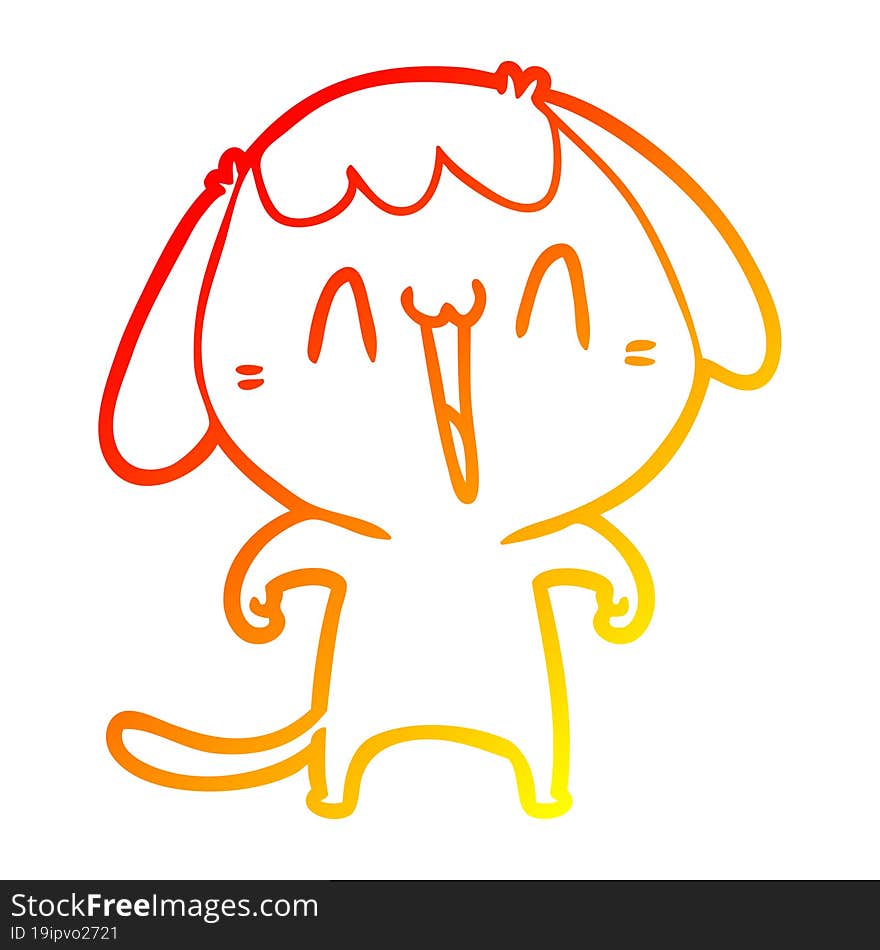 Warm Gradient Line Drawing Cute Cartoon Dog