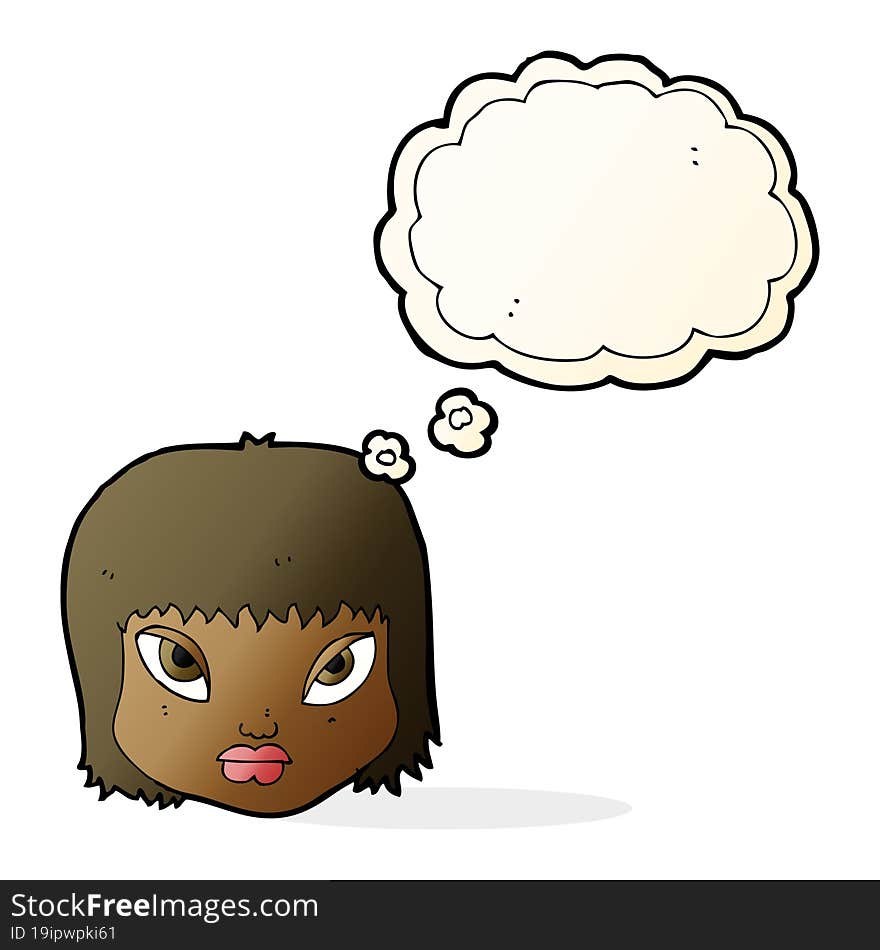 cartoon annoyed face with thought bubble