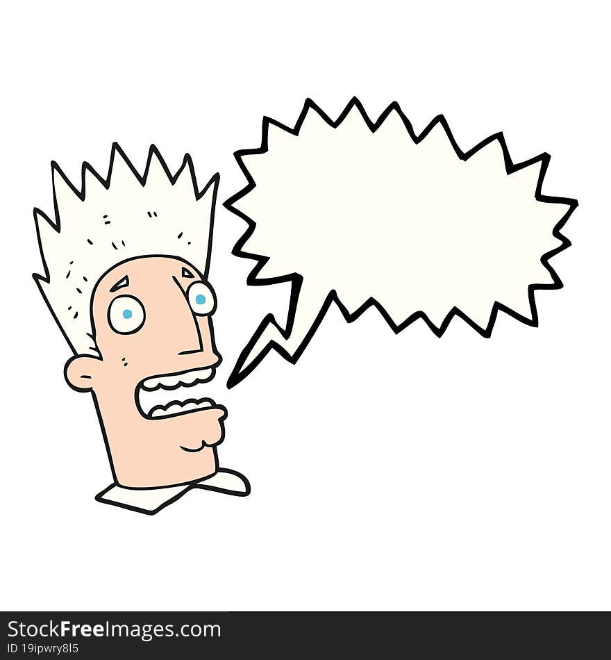 freehand drawn speech bubble cartoon shocked man