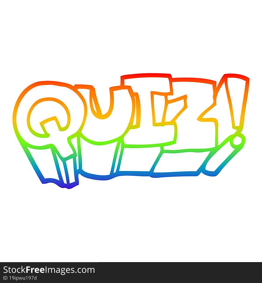 rainbow gradient line drawing cartoon quiz symbol