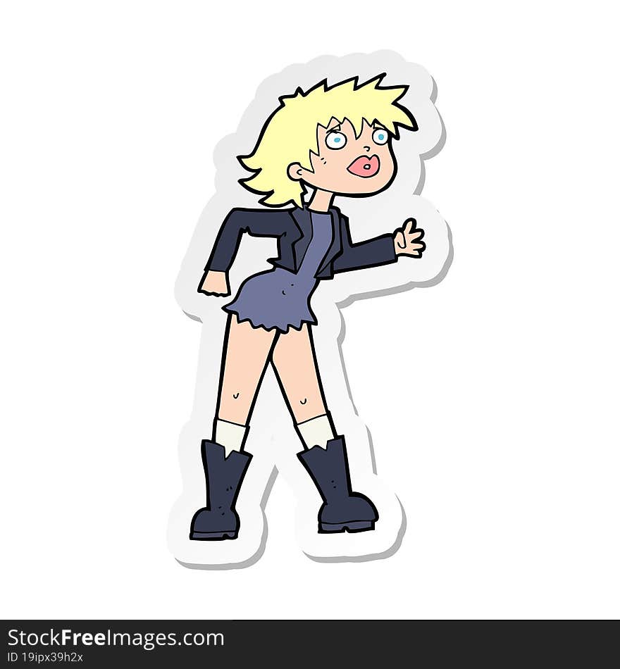 sticker of a cartoon girl in leather jacket