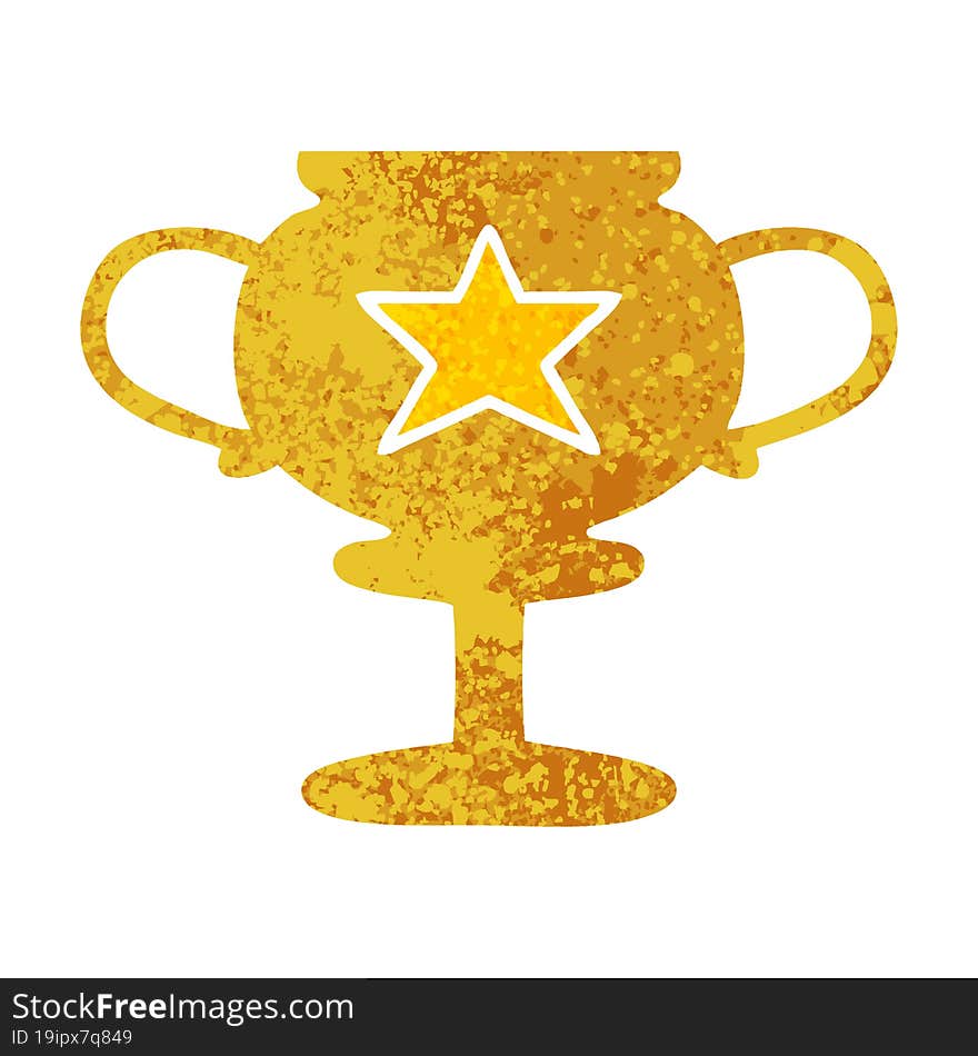 retro illustration style cartoon gold trophy