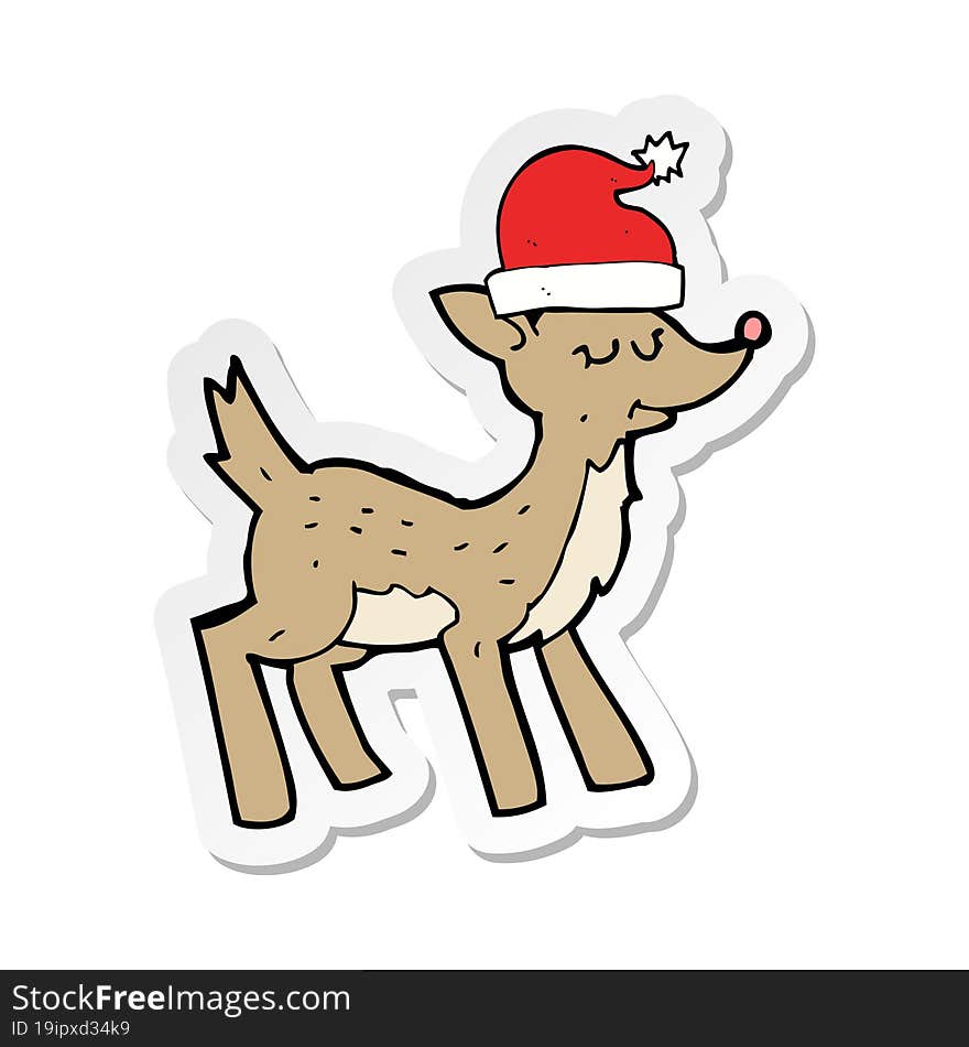 sticker of a cartoon cute christmas reindeer