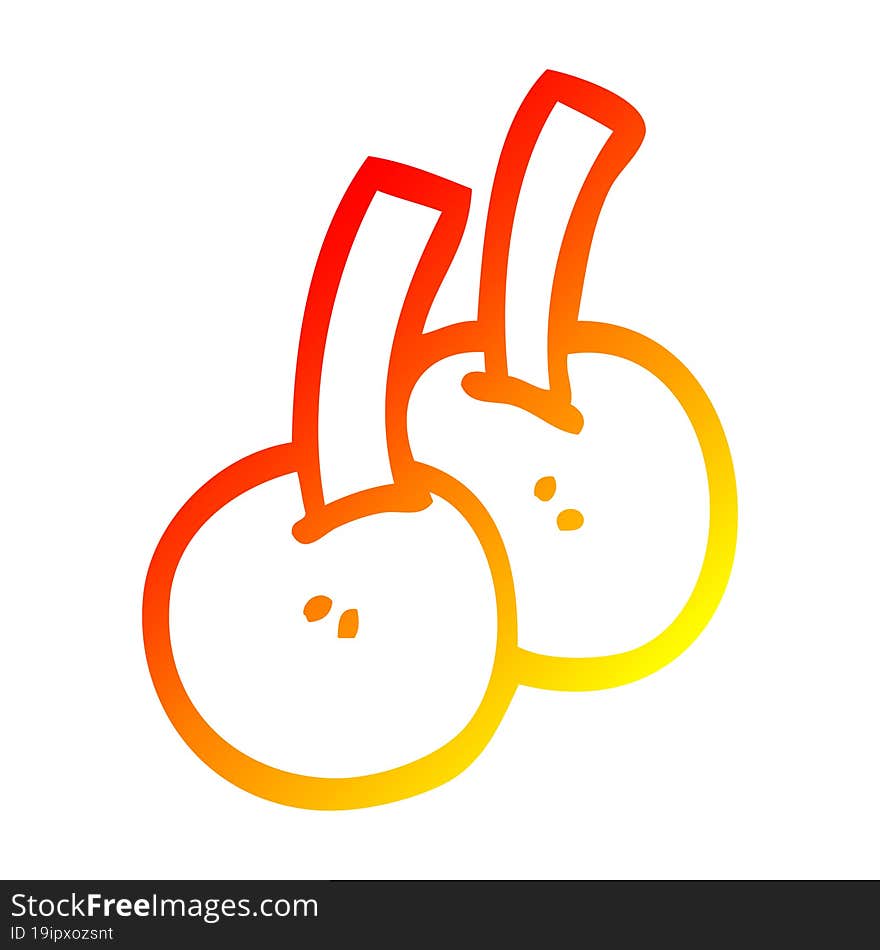 warm gradient line drawing cartoon cherries