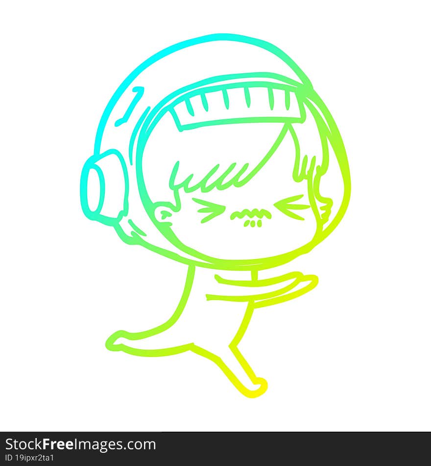 cold gradient line drawing angry cartoon space girl