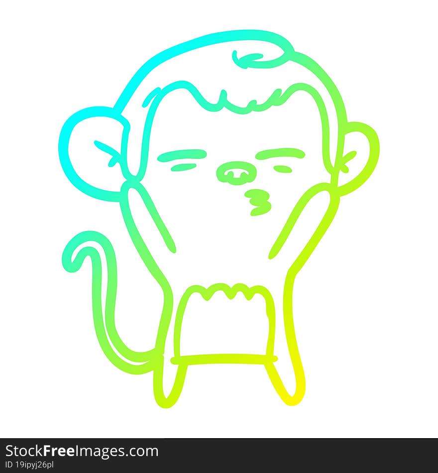 cold gradient line drawing cartoon suspicious monkey